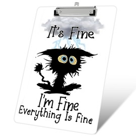 Plastic A4 Clipboards, Cute Fashion Clipboard Decorative, 12.2" x 8.7" Standard A4 Size Clipboards, Plastic Acrylic Clipboard for Teacher, Social Worker, Students,Women, Office Supplies (I'm fine)