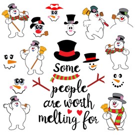 Snowman Face Decals for Carfts Christmas Ornaments Decals Cute Snowman Face Stickers for Glass Cups Refrigerator Stickers Christmas Snowman Decorations Window Wall Christmas Party Supplies