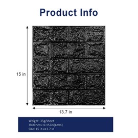 Greymond 3D Wall Panels Peel and Stick，29 Sq Ft XPE Foam Stone 3D Wallpaper, Textured Faux Brick Wall Panels Black, 20PCS