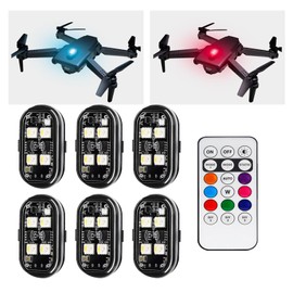 HHYUEYANG 6PCS Wireless LED Strobe Lights，8 Colors Wireless Aircraft Strobe Lights with Remote Control Waterproof Anti-Collision Warning Lights for Motorcycle,Car,Drone, Truck, Bike