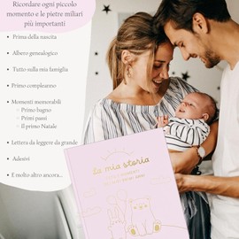 HuBorns - My First Year Baby Album up to 5 Years for Sticking Photos and Writing with 50+ Pages and Stickers, Baby Photo Album for Girls and Boys, Memory Book Ideal as Birth Gift  