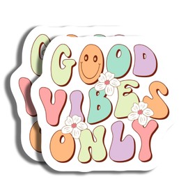 Good Vibes Only Sticker Pack - Retro Pastel Stickers - Positive Quote Stickers - Laptop Sticker - Water Bottle Decal - Cute Decor - AAS0681