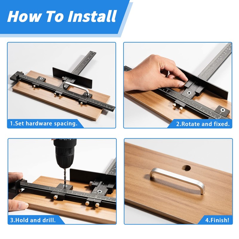 Fingwerk 14-Piece Cabinet Hardware Jig Tool Set, Aluminum Alloy Cabinet