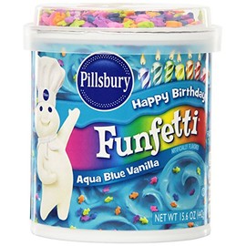 Pillsbury Vanilla Frosting, Funfetti Aqua Blue, 15.6 Ounce (Pack of 8)