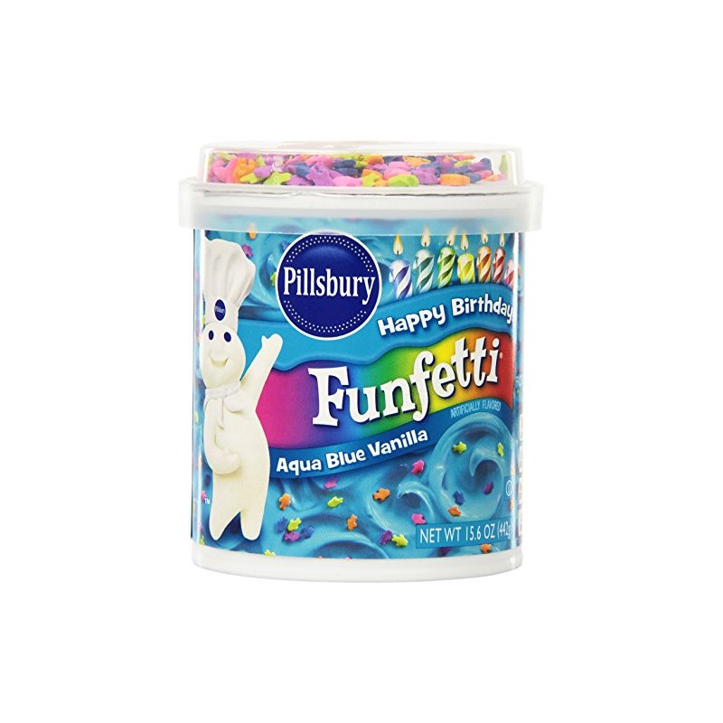 Pillsbury Vanilla Frosting, Funfetti Aqua Blue, 15.6 Ounce (Pack of
