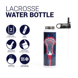 ChalkTalkSPORTS Lacrosse Insulated Water Bottle | Lacrosse Stick