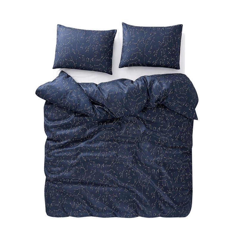 Wake In Cloud - Constellation Comforter Set, Navy Blue with