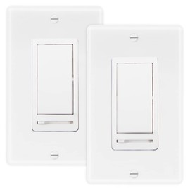 Maxxima LED Dimmer Electrical Light Switch - 3-Way/Single Pole Use, 600 Watt Max, LED and Incandescent Compatible for Dimmable Home Lighting Needs, Wall Plate Cover Included - Almond