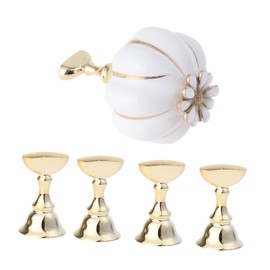 Mikinona Nail Practice Base Ceramic Pumpkin Nail Art Tool with Magnetic Lotus Base Nail Display Stand for Home Use