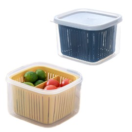 wilsonzin Frischhaltedose Mit Siebeinsatz (13 * 12 * 9cm Bpa-Freie KüHlschrank Aufbewahrungsbox,Instellbare 2-Fach KüChe Organizer Zur Aufbewahrung Von Obst, GemüSe, Salat (2er Pack)