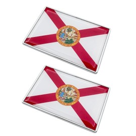 2 Pcs 3D Florida State Flag Metal Car Stickers Chrome Decals,2.3 x 1.6 Inch Metal Truck Stickers,Patriotic Car Motorcycle Emblem.