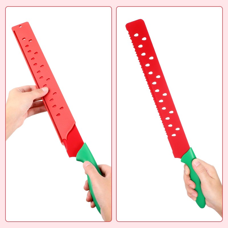 DECHOUS Watermelon Knife with Sleeve: Long Serrated Watermelon Knife for