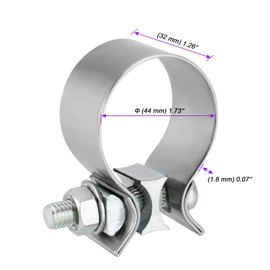 JOIKIT 4 PCS 1.75 Inch 1 3/4 Exhaust Clamp, Butt Joint Exhaust Band Clamp Sleeve, Stainless Steel Exhaust Coupler for OD Exhaust Pipes, Mufflers