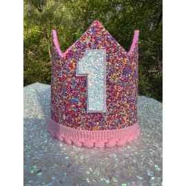 Unbranded 1st Birthday Hat, Babies First Birthday ,Birthday girl Gift, Glitter Crown