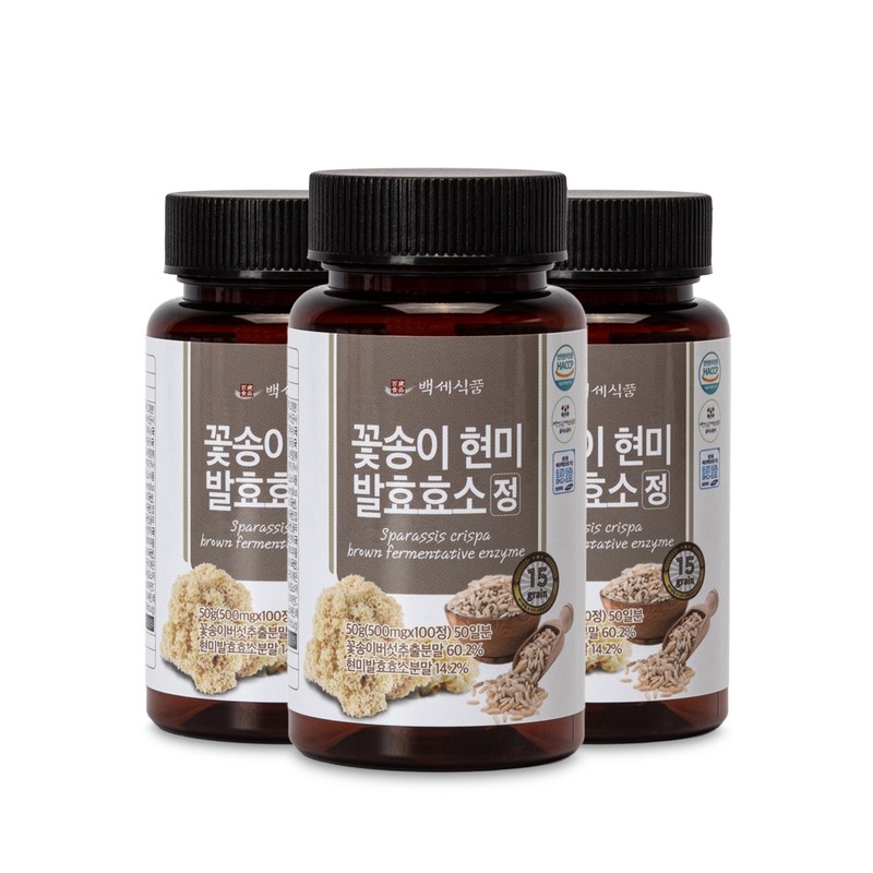 Baekse Foods Flower Mushroom Brown Rice Fermentation Enzyme Tablets 500mgx100