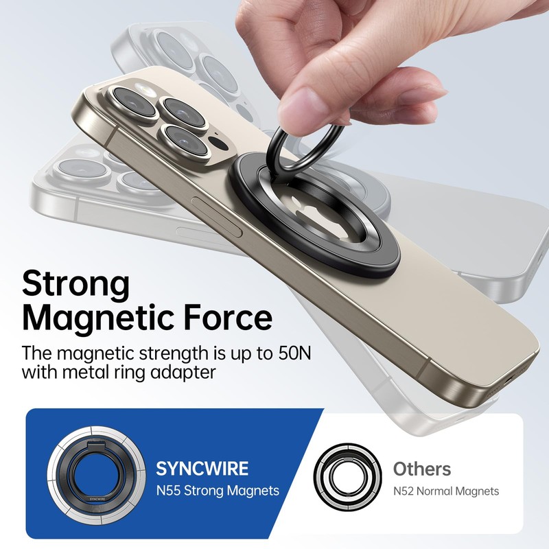 SYNCWIRE Upgraded Magnetic Phone Ring Holder for MagSafe, Magnetic Cell