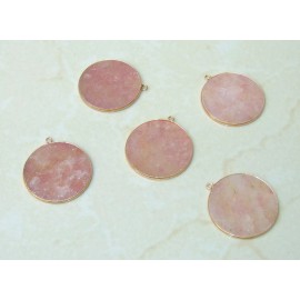 Strawberry Quartz Pendant, Gemstone Pendant, Thin, Slice Pendant, Polished,