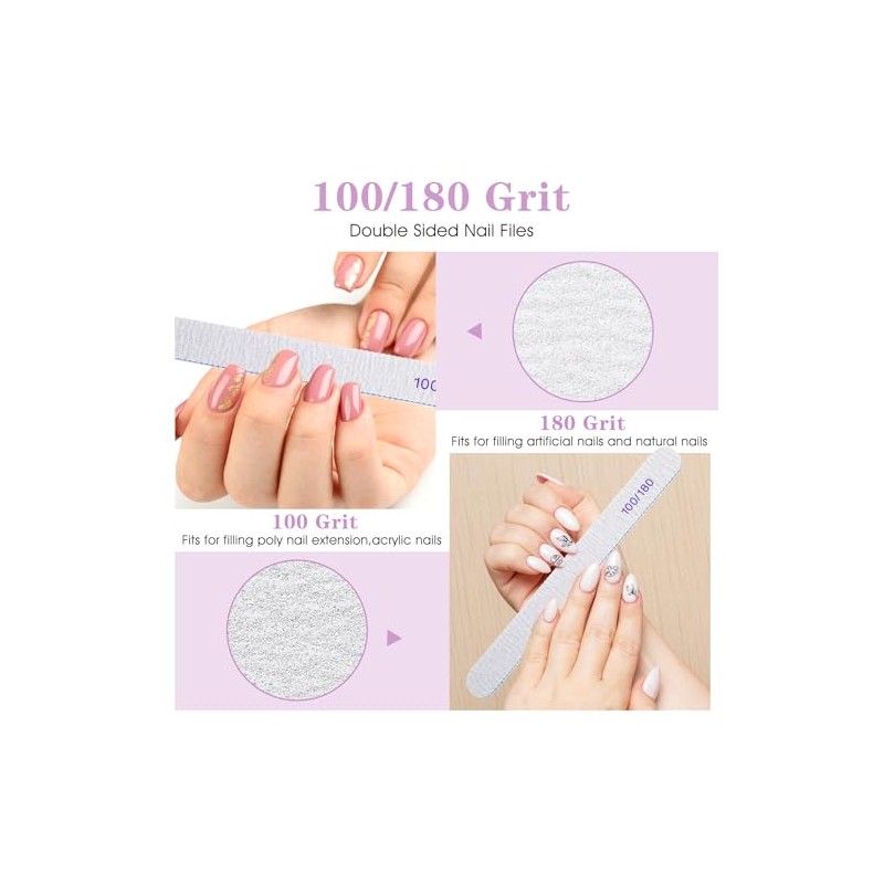 200 limas de uñas de grano 100/180 de doble cara,