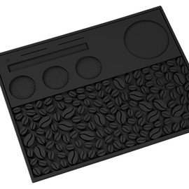 ASIUXIRS Heavy Duty Coffee Mat, 17" x 13" x 0.4", Espresso Machine Accessory, Keeps The Countertop Clean, Slip Resistant, Waterproof, And Heat-resistant. (Black)