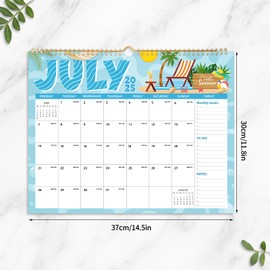Wall Calendar 2025/26 UK, Large 2025 2026 Calendar Family Planner Month to View, Monthly Calender from Jul. 2025-Dec. 2026, for Home Office Planning, 37 x 30 cm