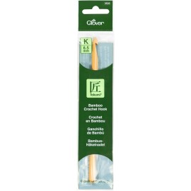 Clover Takumi Bamboo Crochet Hooks,  Sizes F - K, 3.75mm - 6.5mm - Size K - 6.5mm