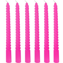 Topsics 6 Pack 10 Inch Hot Pink Taper Candles, Rosy Pink Spiral Taper Candles, Unscented Twisted Taper Candlesticks, Home Decor Kitchen Decor Wedding Decorations