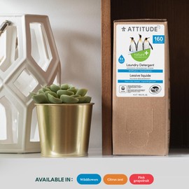 ATTITUDE Liquid Laundry Detergent, EWG Verified Laundry Soap, HE Compatible, Vegan and Plant Based Products, Cruelty-Free, Pink Grapefruit, Bulk Refill, 160 Loads, 135.26 Fl Oz