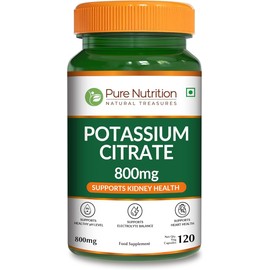 Pure Nutrition Potassium Citrate 800mg | 120 Caps | Support Electrolyte Balance | High Potency 800mg Potassium Citrate per Serving.