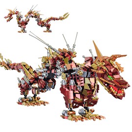 QwlJYfv Mechanical Dragon Building Set for Adults,Animal Dragon Model for Home Decor,Construction Building Block Toy,Creative Gift for Teens 14+