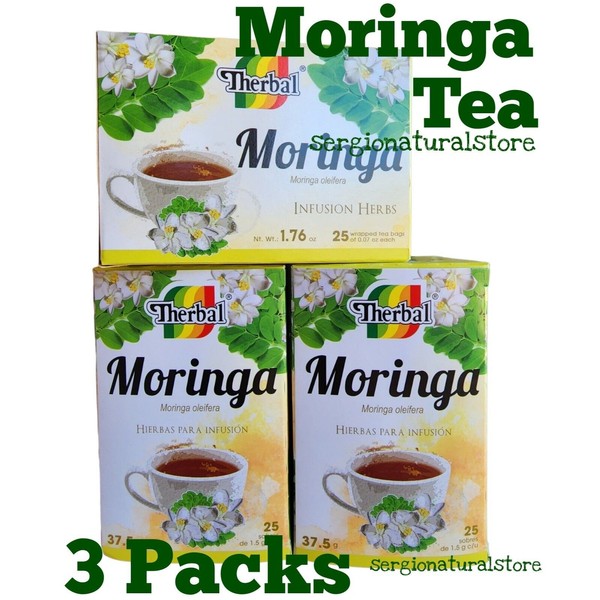 3 Packs TE DE MORINGA TEA 75 BAGS 2grs each Support ENERGY NUTRITION