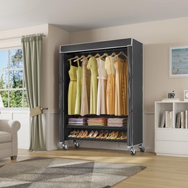 VIPEK R3C Plus Garment Rack - Rolling Clothes Rack with Locking Wheels, Heavy Duty Portable Closet with Adjustable Shelves & Side Hooks, Black