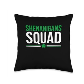 Shenanigans Squad Funny St Patrick's Day Shamrock Lucky Throw Pillow