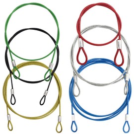 YuCool - Paquete de 6 Correas de Acero Inoxidable de Seguridad, Cordones Recubiertos de Colores, compatibles con Todas Las Series GoPro Hero y Otros Dispositivos de cámara, Rojo, Verde, Plateado,