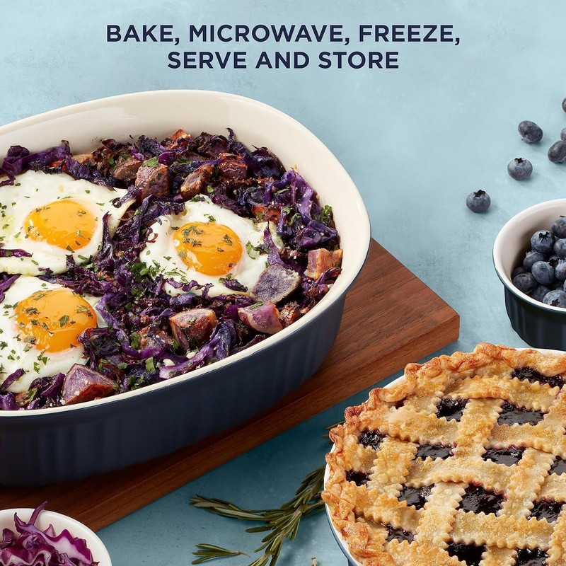 CorningWare Ceramic Bakeware Set with Lids Chip and Crack Resistant