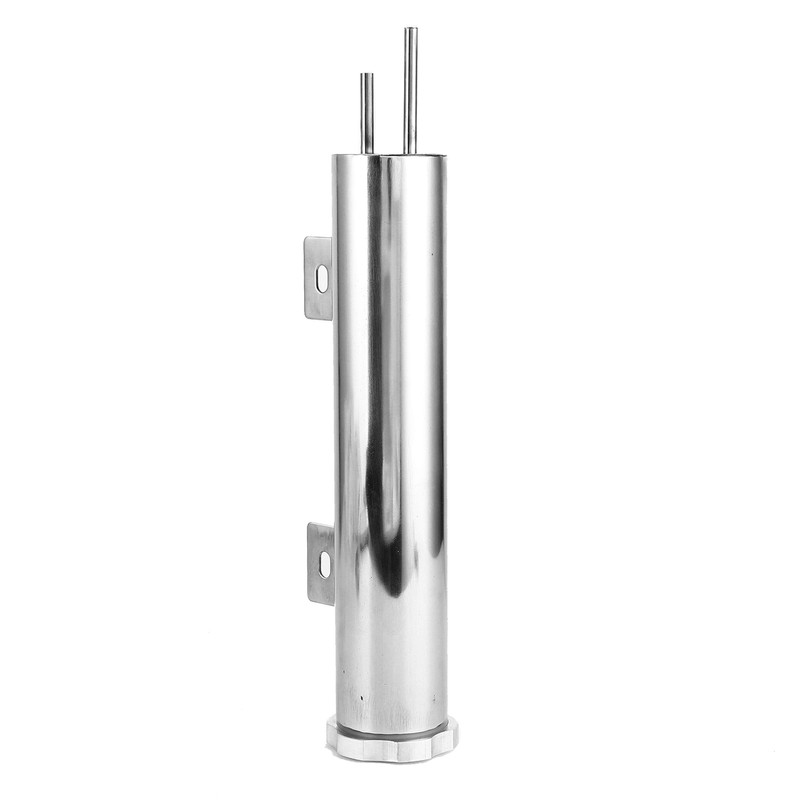 2x10in Stainless Steel Radiator Overflow Tank Recovery Bottle With Mounting