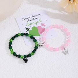 Elphaba Galinda Friendship Bracelet, Rhinestone Matching Bracelet for Friend Couple Girls Teenage Women, Crown Witch Wicked Hat Best Friend Bracelet for Valentine Birthday Christmas