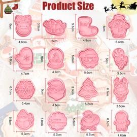 16 PCS Ausstechförmchen Weihnachten, Weihnachten Keksausstecher Plätzchen Ausstecher 3D Kunststoff Ausstecher Plätzchenformen für Kinder,Für Kekse Backen Küche Zubehör (Weihnachten)