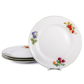 THUN Serving Plates Strawberry Porcelain Dinner Plates Set of 4 Appetizer Plates Salad Plates Dessert Plates for Home & Kitchen 10.24" (26 cm)