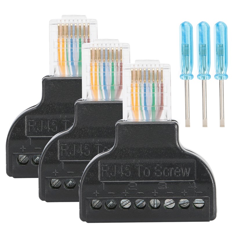 3 Sets RJ45 Male to 8 Pin Screw Terminal Connector