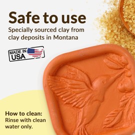 Terra Cotta Sugar Saver | Food-Safe Softener for Cookies, Marshmallows, Dried Fruits, Spices, and More | Hummingbird Design | Reusable Moisture Keeper Made of Durable Clay | JBK Pottery Kitchen Tool