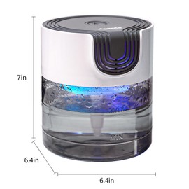 Aozale Water Air Purifier for Home, Quiet Variable Speed Water-Based Air Purifiers with LED Night Light, Essential Oil Aroma Diffuser, Humidifier & Freshener - for Home Pets Odors, Smoke (Gray)