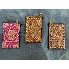 3 Pack Of Our Lady Gold Rosary Pouch 2 Sided Zippered Icon Cloth Case Coin Bag