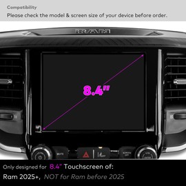INNOSURE Tempered Glass Screen Protector designed for (2025+) Ram 1500, Ram 2500HD 3500HD Infotainment 8.4-Inch Touchscreen Anti Scratch/Fingerprint (HD Clear)