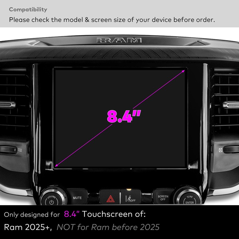 INNOSURE Tempered Glass Screen Protector designed for (2025+) Ram 1500,