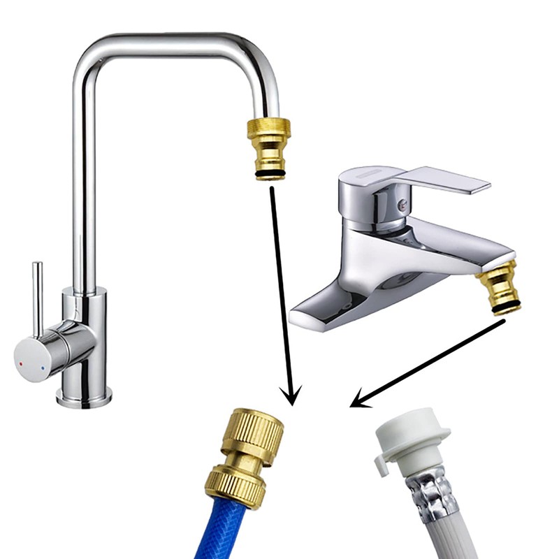 SHULLIN 4pcs Brass Tap Connector Hose Connection Tap Universal Tap