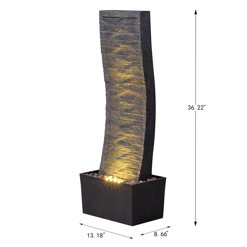 MSEONWXI Modern Outdoor Water Fountain with LED Lights - Large