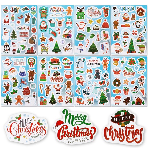 BETESSIN Christmas Stickers - Pack of 284 Christmas Stickers with