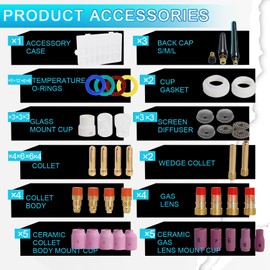 90PCS TIG Welding Torch Accessories Kit, Collets Body Alumina Nozzle Stubby Gas Lens #10#12 Glass Cup, TIG Consumables Kit for WP-17/18/26 TIG Welding Torch by MCCKLE