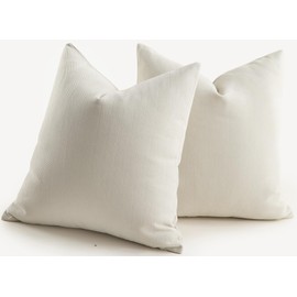 Mandioo Pack of 2 Chenille Cushion Covers Soft Comfortable Durable Throw Pillow Cases for Home Decor Sofa Couch Living Room Bedroom 22x 22 Inch 55x55 cm Cream White