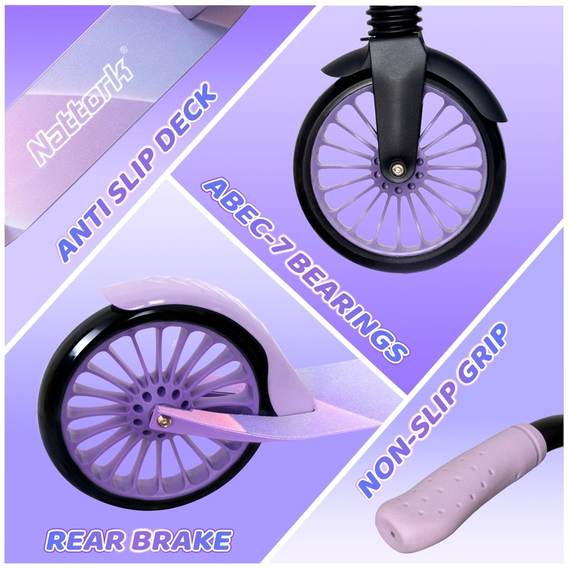 Nattork Kick Scooter for Teens Adults, Max Load 240 LBS,